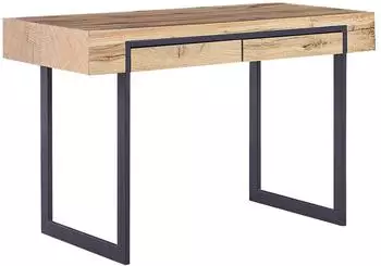 Beliani Vida Schreibtisch mit 2 Schubladen, 120x55cm, hellbraun/schwarz