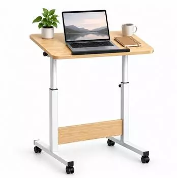 Relaxdays Laptoptisch h&ouml;henverstellbar, neigbar, mit Rollen, 60x40cm, wei&szlig;