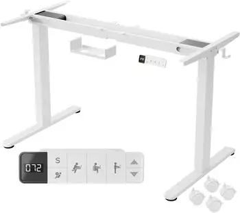 Arebos Schreibtischgestell elektrisch h&ouml;henverstellbar, 2 Motoren, wei&szlig;, 72-120cm (120kg)