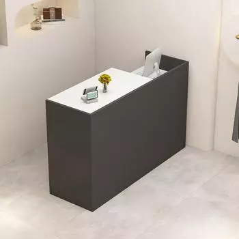 LuxusKollektion Empfangstheke mit Stauraum, Holz, grau/wei&szlig;, 120x50x100cm (rechte Plattform)