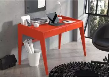 M&ouml;bel Kraft Lisa Schreibtisch, Buchenholz, orange, 125x81x70cm