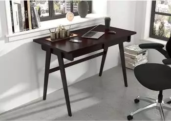 M&ouml;bel Kraft Edda Schreibtisch Buchenholz, wengefarben, 120x75,5x65cm