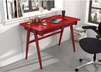 M&ouml;bel Kraft Edda Schreibtisch Buchenholz, rot, 120x75,5x65cm