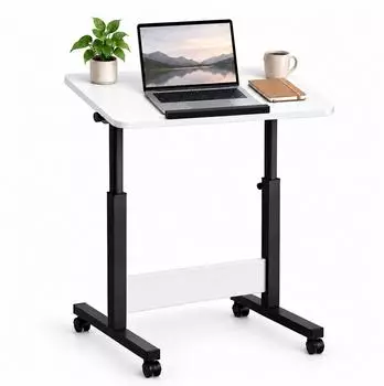 Relaxdays Laptoptisch h&ouml;henverstellbar, C-Form, mit Rollen, 60x90x40cm