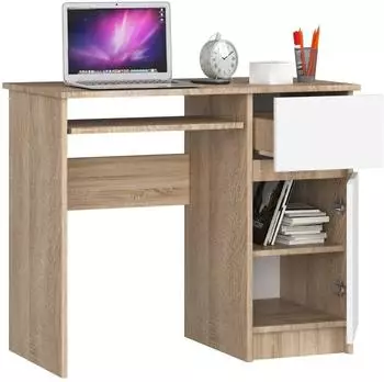 RAUMHIRSCH Schreibtisch 90cm mit Tastaturauszug, Eiche Sonoma/wei&szlig; (800001523129)