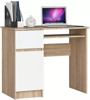 Akord Furniture Factory Piksel Schreibtisch 90cm links, 1 T&uuml;r, 1 Schublade, Sonoma Eiche/wei&szlig; (IP0PBIUSONBIAPIKSLEW)