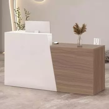 LuxusKollektion Empfangstheke mit Schublade & Ablagef&auml;chern, 80&times;42&times;100cm, wei&szlig;/hellbraun