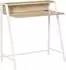 HomCom Schreibtisch mit Ablage & Kabelmanagement, Metallgestell, weiß/Eiche, 84x45x85cm (836-055AK)