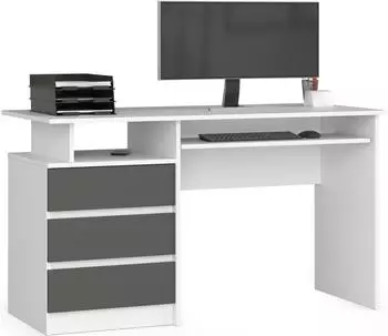 RAUMHIRSCH Schreibtisch 135x60cm, 3 Schubladen, wei&szlig;/graphit, MDF (800001457699)