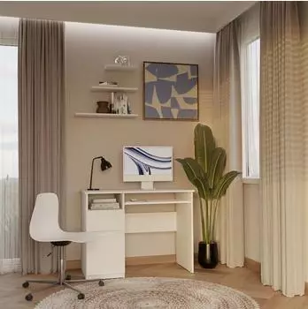 RAUMHIRSCH Porto Schreibtisch mit Schublade, Schrank und Tastaturauszug, wei&szlig;