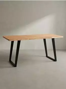KADIMA DESIGN Atoll Schreibtisch Akazienholz Baumkante, 120x60x76cm, goldbraun-schwarz