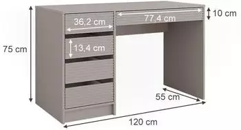 VICCO Sherry Schminktisch 120cm ohne Spiegel, Cashmere (51643)