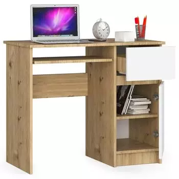 RAUMHIRSCH Schreibtisch mit Tastaturauszug, Eiche Artisan/wei&szlig;, 90cm