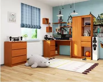RAUMHIRSCH Schreibtisch mit 3 Schubladen & Regalablage, Erle, 50x77x135cm (800001457188)