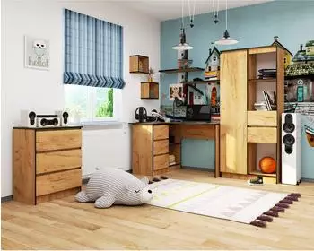 RAUMHIRSCH Eckschreibtisch L-Form, 3 Schubladen, Eiche, 124cm (800001457178)