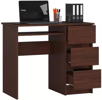 RAUMHIRSCH Schreibtisch mit 3 Schubladen und Tastaturauszug, 90cm, dunkelbraun (800001457785)
