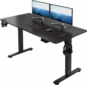Casaria Elektrisch h&ouml;henverstellbarer Schreibtisch 140x60cm, LCD-Display, mattschwarz (110301)