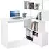 LuxusKollektion Eckschreibtisch L-förmig mit 360°-Bücherregal, weiß, 157x130,5x45cm