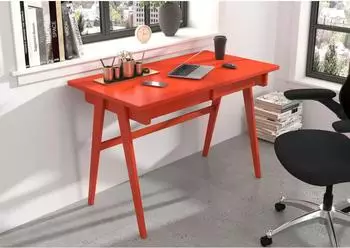 M&ouml;bel Kraft Edda Schreibtisch Buchenholz, orange, 120x75,5x65cm