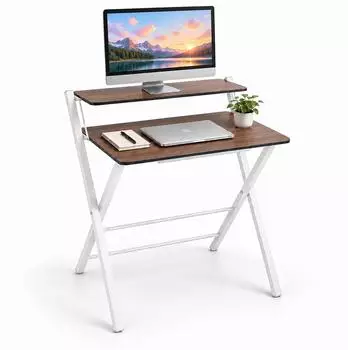 Relaxdays Klappschreibtisch mit Monitoraufsatz, MDF/Metall, 70x82x56cm