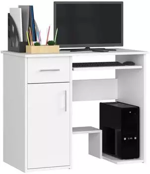 RAUMHIRSCH Schreibtisch mit Tastaturauszug, 1 Schublade, 1 T&uuml;r, 90cm, wei&szlig; (800001457800)