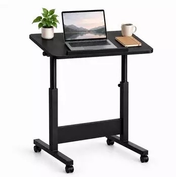 Relaxdays Laptoptisch höhenverstellbar mit Rollen, schwarz