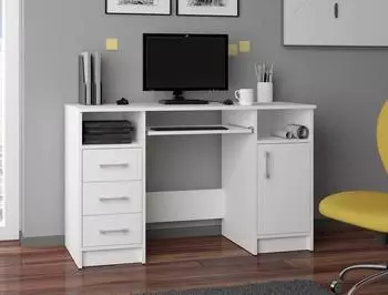 RAUMHIRSCH Schreibtisch mit Schubladen & Tastaturauszug, wei&szlig;, 124cm (800001457584)