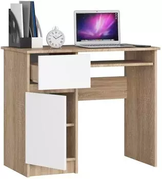 RAUMHIRSCH Schreibtisch mit Tastaturauszug, Sonoma-Eiche/wei&szlig;, 90cm (800001457510)