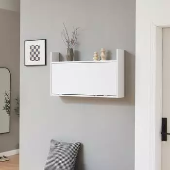 en.casa Rautalampi Wandklapptisch mit Ablage und 2 F&auml;chern, 83x48x15cm, wei&szlig;