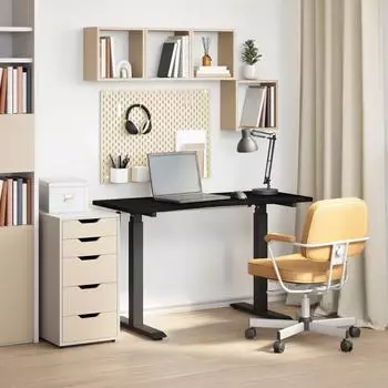 vidaXL Schreibtisch mit Stauraum schwarz/dunkelbraun 120x60cm (3426555)