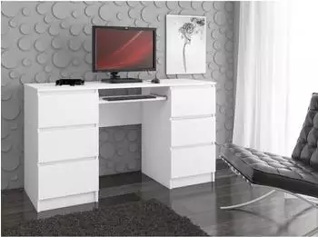 RAUMHIRSCH Schreibtisch 135cm, 6 Schubladen, Tastaturauszug, wei&szlig; (800001522986)