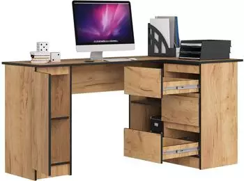 RAUMHIRSCH Schreibtisch Eiche Craft L-Form, 155cm, 3 Schubladen (800001457170)