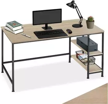 TecTake Canton Schreibtisch Industrial, 2 Ablagen, 120x60x75,5cm
