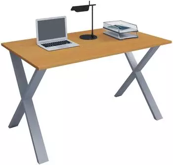 VCM Lona X Schreibtisch 140x50x76cm, Silber/Buche