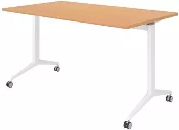 b&uuml;m&ouml; Seminartisch klappbar & fahrbar 140x80cm, Buche/wei&szlig; (BU-KFZ14-6-W)