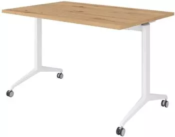 b&uuml;m&ouml; Seminartisch klappbar & fahrbar 120x80cm, Asteiche/wei&szlig; (BU-KFZ12-R-W)