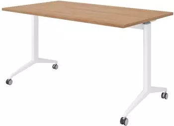 b&uuml;m&ouml; Seminartisch klappbar & fahrbar 140x80cm, Nussbaum/wei&szlig; (BU-KFZ14-N-W)