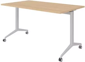 b&uuml;m&ouml; Seminartisch klappbar & fahrbar, 140x80cm, Eiche/Silber (BU-KFZ14-E-S)