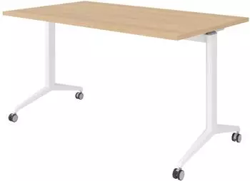b&uuml;m&ouml; Seminartisch klappbar, fahrbar, 140x80cm, Eiche/wei&szlig; (BU-KFZ14-E-W)
