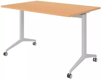 b&uuml;m&ouml; Seminartisch klappbar & fahrbar 120x80cm, Buche/Silber (BU-KFZ12-6-S)