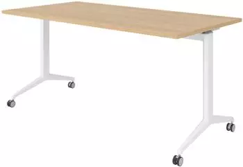 b&uuml;m&ouml; Seminartisch klappbar & fahrbar 160x80cm, Eiche/wei&szlig; (BU-KFZ16-E-W)