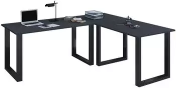 VCM Lona Eckschreibtisch L-Form 190x190cm, schwarz/anthrazit (919732)