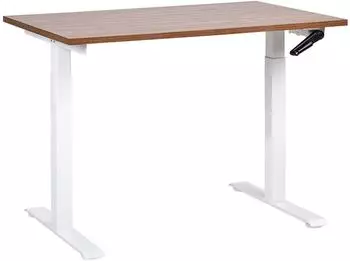 Beliani Destin III Schreibtisch höhenverstellbar (Kurbel), 120x72cm, dunkelbraun/weiß