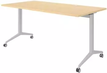 b&uuml;m&ouml; Seminartisch klappbar & fahrbar 160x80cm, Ahorn/silber (BU-KFZ16-3-S)
