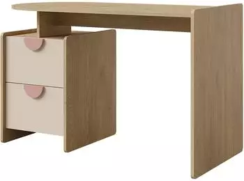 Mirjan24 Lexi 12 2S Kinderschreibtisch mit 2 Schubladen, Eiche/Rosa, 121x78x60cm