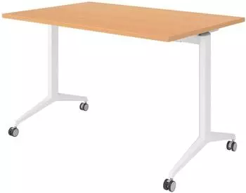 b&uuml;m&ouml; Seminartisch klappbar & fahrbar, 120x80cm, Buche/wei&szlig; (BU-KFZ12-6-W)