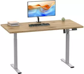 VCM Lona elektrisch h&ouml;henverstellbarer Schreibtisch 110x50cm, honig-eiche (919905)