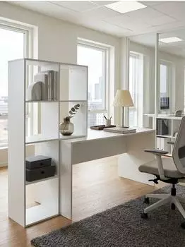KADIMA DESIGN Schreibtisch mit Regal, wei&szlig;, 170x59x143,5cm, 6 Ablagen
