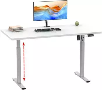 VCM Lona elektrisch höhenverstellbarer Schreibtisch 140x50cm, weiß/silber