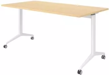 b&uuml;m&ouml; Seminartisch klappbar & fahrbar, 160x80cm, Ahorn/wei&szlig; (BU-KFZ16-3-W)